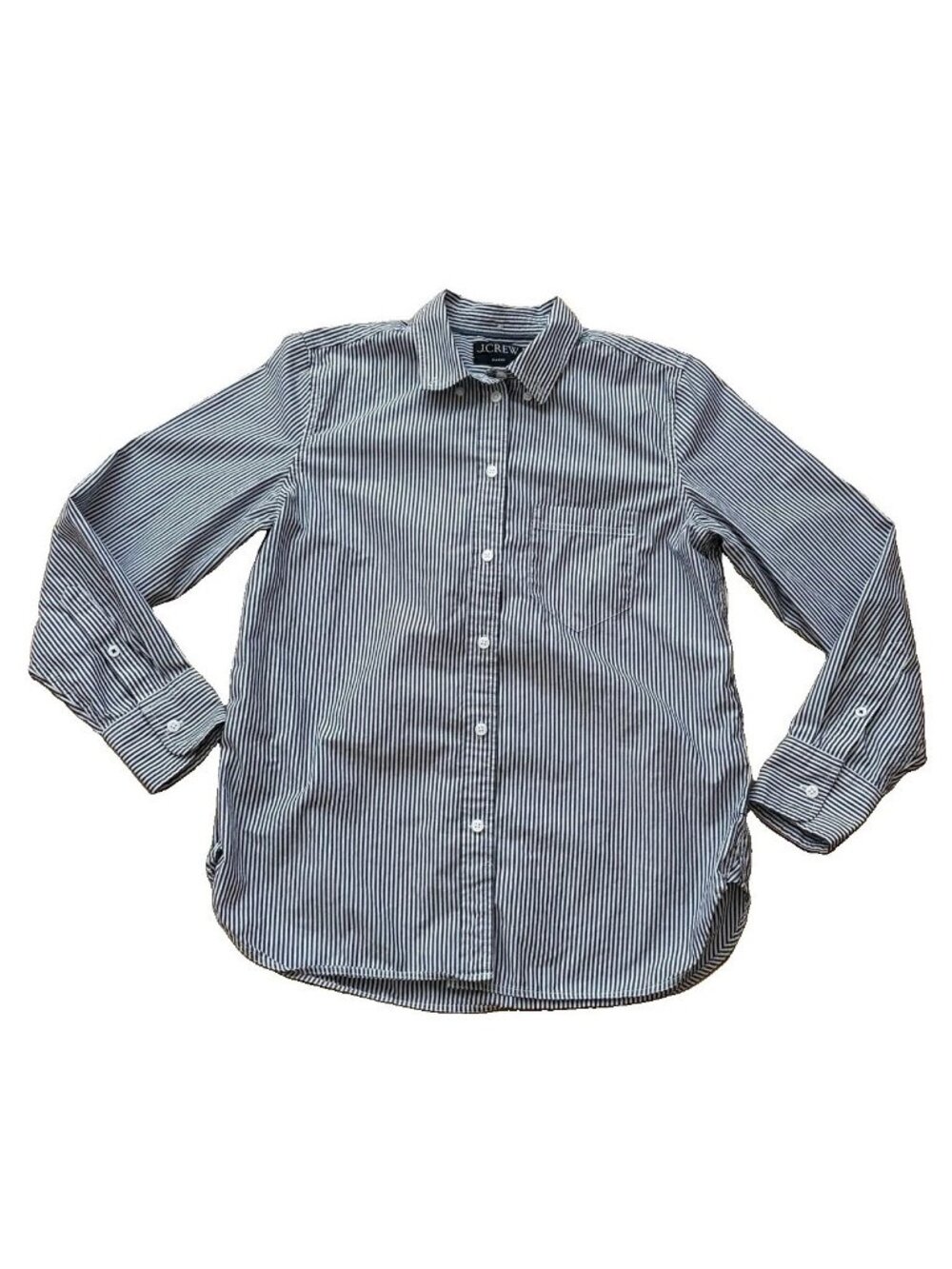 J.Crew Blue White Striped Button Up Shirt Women’s Size 6 Classic Preppy